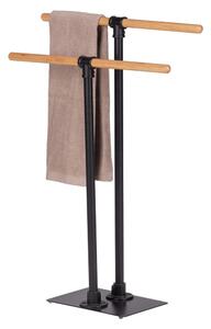 Crna stalak za ručnike s držačima od bambusa Wenko Forli
