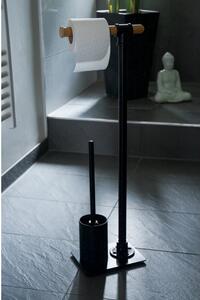 Crni stalak za toalet papir sa četkom Wenko Forli WC