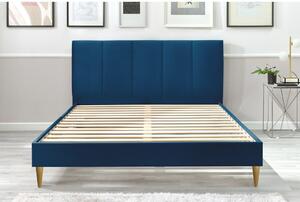 Bračni krevet od tamnoplavog baršuna Bobochic Paris Vivara Light, 160 x 200 cm