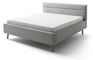 Sivi tapecirani bračni krevet s prostorom za odlaganje s podnicom 160x200 cm Lotte - Meise Möbel