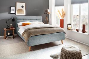Black Friday - Plavi tapecirani bračni krevet s prostorom za odlaganje s podnicom 140x200 cm Lotte - Meise Möbel