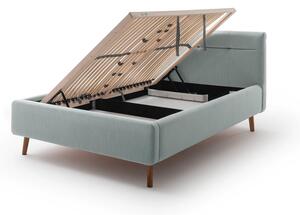 Black Friday - Svijetloplavi tapecirani bračni krevet s prostorom za odlaganje s podnicom 140x200 cm Lotte - Meise Möbel