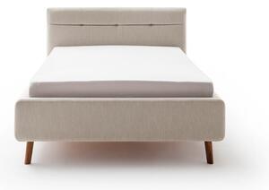 Bež tapecirani bračni krevet s prostorom za odlaganje s podnicom 140x200 cm Lotte - Meise Möbel