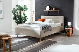 Bež tapecirani bračni krevet s prostorom za odlaganje s podnicom 140x200 cm Lotte - Meise Möbel
