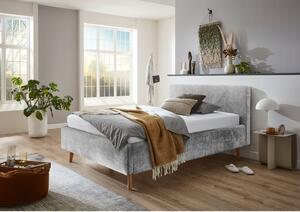 Sivi tapecirani bračni krevet s prostorom za odlaganje s podnicom 140x200 cm Mattis - Meise Möbel