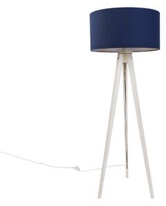 Stojeca svjetiljka na tronošcu bijela s tamnoplavim platnenim sjenilom 50 cm - Tripod Classic