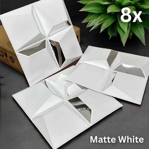 Reflectiva™ 3d Pvc Zidna Ploča S Ogledalom 50 X 50 Cm - Paket Od 8 Komada, Mat Bijela