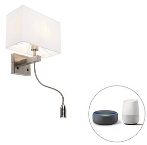 Smart Zidna svjetiljka čelik sa sjenilom krem bijela uklj. Wifi P45 - Bergamo
