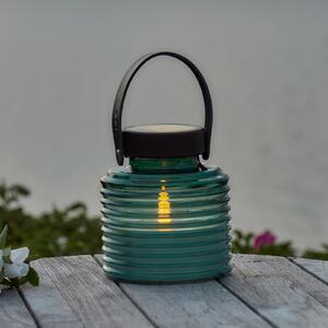 Sirius Aston Jar LED solarna svjetiljka, visina 16 cm, zelena/smeđa, IP44, Zelena, Staklo