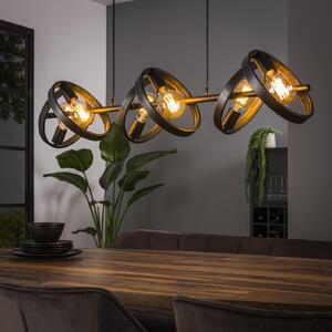 ZIJLSTRA Viseća lampa Ringelbach, 6 svjetala, antracit, prstenovi rotirajući, prigušiva, Crno, Dnevni boravak/blagovaonica, Metal