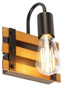 Industrijska zidna svjetiljka smeđa s drvom - Paleta Mai