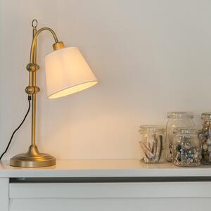 Klasična stolna svjetiljka brončana s bijelom sjenom - Ashley