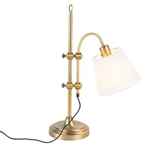 Klasična stolna svjetiljka brončana s bijelom sjenom - Ashley