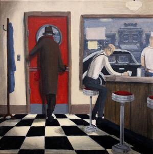 Ilustracija Vintage Diner Scene, Dave Rheaume Artist