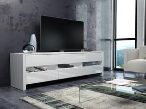 TV stol Gilroy 121Bijela, Sjajno bijela, 138x43x36cm