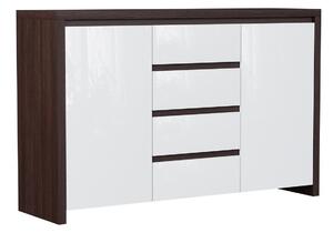 Komoda Nolroma 103, Sjajno bijela, Wenge, 92x143.5x40.5cm