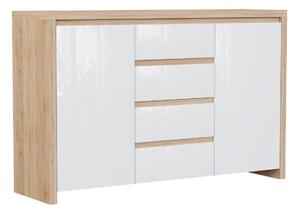 Komoda Nolroma 103, Sonoma hrast, Sjajna bijela, 92x143.5x40.5cm