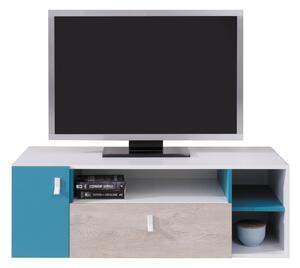 TV stol Omaha H109, Bijela, Tirkiz, Hrast, 120x40x50cm