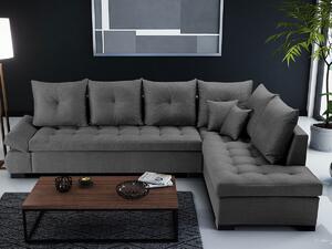 Kutna garnitura Kingsport 105, Tamno sivo, 95x320x223cm, Noge: Drvo