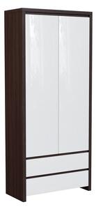 Ormar Nolroma 117, Sjajna bijela, Wenge, 200.5x90x55.5cm