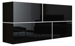 Zidni ormarić Charlotte 100, Crna, Bijela, Sjajno crna, 80x170x40cm