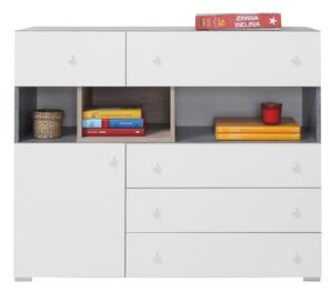 Komoda Omaha J111, Hrast, Bijela, Boja betona, 90x110x40cm
