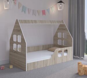 Dječji krevet Montessori kućica 140 x 70 cm od hrasta sonoma desno