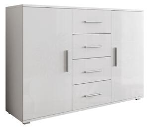 Komoda Charlotte 118, Sjajno bijela, Bijela, 92x132x38cm
