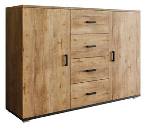 Komoda Charlotte 118, Hrast lefkas, Crna, 92x132x38cm