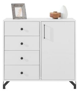 Komoda Omaha L106, Sjajno bijela, Bijela, 85x90x40cm