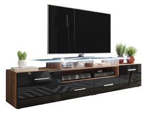 TV stol Charlotte 117, Šljiva, Sjajno crna, 38x194x39cm