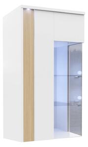 Zidni ormarić Livseri 105, Sjajno bijela, Bijela, Svijetlo drvo, 110x52x40cm