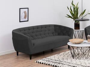 Sofa chesterfield Norsica 232, Tamno sivo, 78x191x84cm, Djelomično sastavljeno, Eukaliptus, Kaučuk