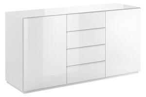 Komoda Fervese 108, Sjajno bijela, Bijela, 80.1x159.6x47.8cm