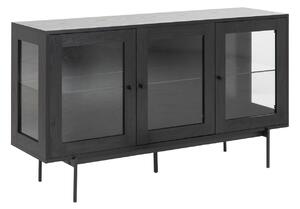Vitrina Oakland 454, Crna, S vratima, 82x140x40cm