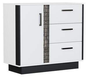 Komoda Fiosalu 101, Bijela, Sjajno bijela, Crna, 84x94.5x39.5cm