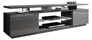TV stol Charlotte 138, Sjajno siva, Siva, 56x180x40cm