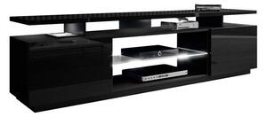 TV stol Charlotte 138, Sjajno crna, Crna, 56x180x40cm
