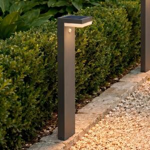 Lindby LED solarna svjetiljka Chioma, antracit, senzor, Sivo, Metal, Solarna svjetla