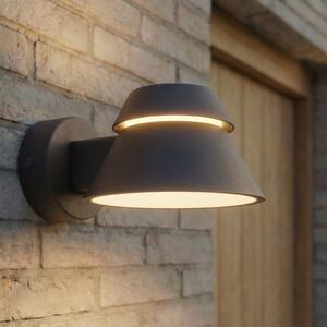 Lucande Moena vanjska zidna LED svjetiljka, crna, metal, IP44, Crno, Aluminij