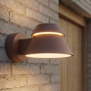 Lucande Moena vanjska zidna LED svjetiljka, smeđa, metal, IP44, Smeđa / hrđa, Aluminij