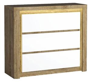 Komoda Etrmona 105, Sjajno bijela, Ribbeck hrast, 98x114x41cm