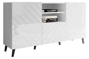 Komoda Charlotte 143, Bijela, Sjajno bijela, 82x150x42cm