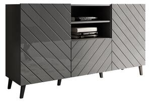 Komoda Charlotte 143, Grafit, Sjajni grafit, 82x150x42cm