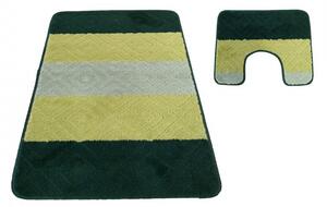 Set kupaonskih tepiha s uzorkom u zelenoj boji 50 cm x 80 cm + 40 cm x 50 cm