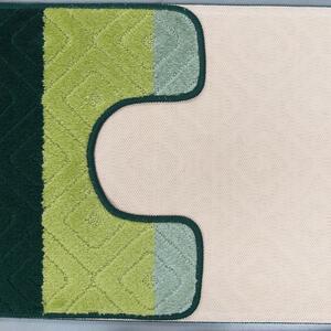 Set kupaonskih tepiha s uzorkom u zelenoj boji 50 cm x 80 cm + 40 cm x 50 cm
