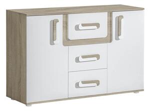 Komoda Aviseve 102, Lagani hrast, Bijela, 85x128x40cm