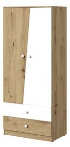 Ormar Almira 100, Artisan hrast, Bijela, 191x80x50cm, Vrata ormari: Klasična vrata