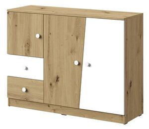 Komoda Almira 106, Bijela, Artisan hrast, 90x120x40cm