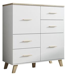 Komoda Larfloi 104, Bijela, Sonoma hrast, 119x110x45cm